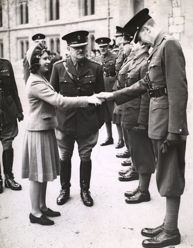 Princess Elizabeth inspecting the Grenadier Guards at Windsor Castle